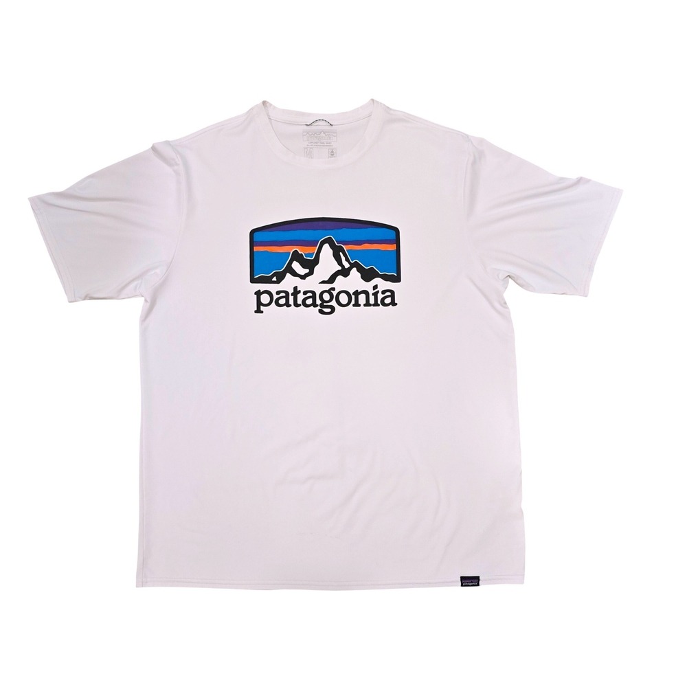 Patagonia Mens M Capilene Cool Daily Fitz Roy Logo Tee White FA19 45235